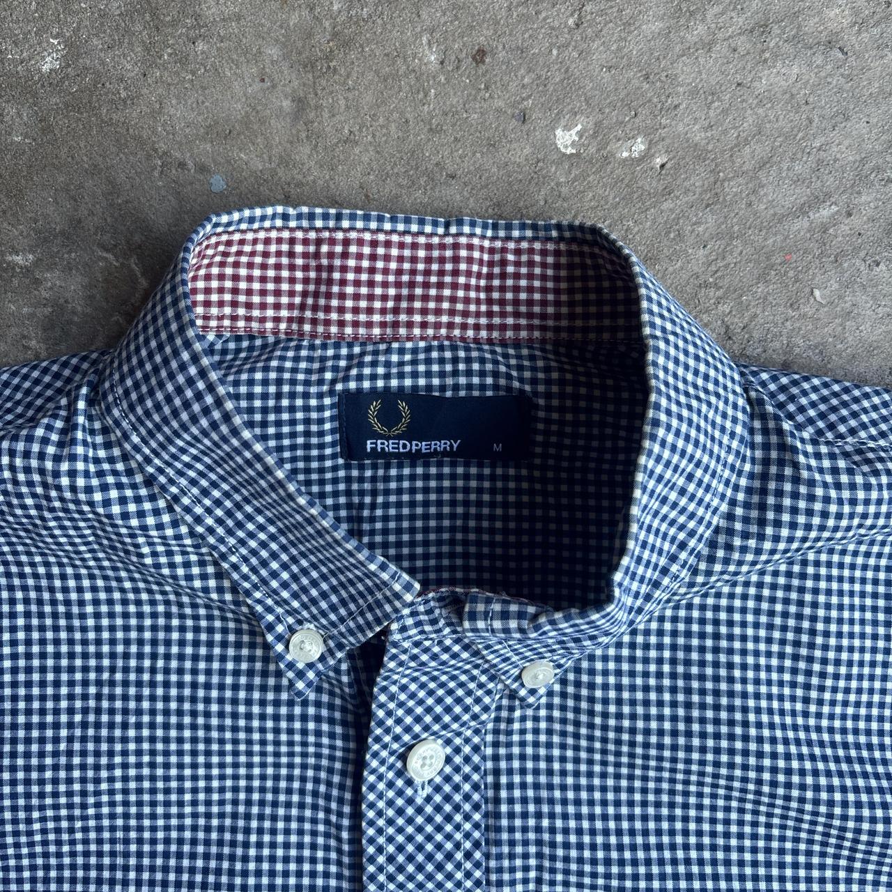 Blue & White Fred Perry Checkered Short Sleeve Shirt