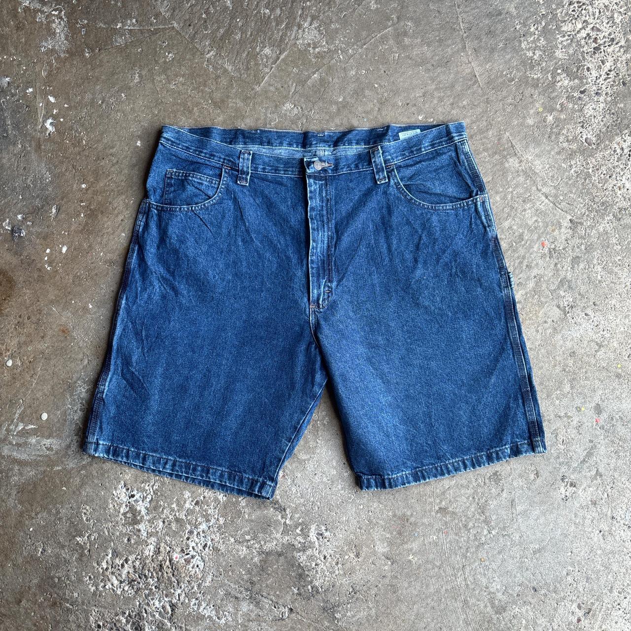 Deep Blue Denim Wrangler Carpenter Jean Shorts