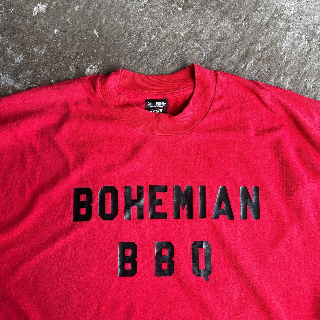 Red ‘Bohemian BBQ’ single stitch tee