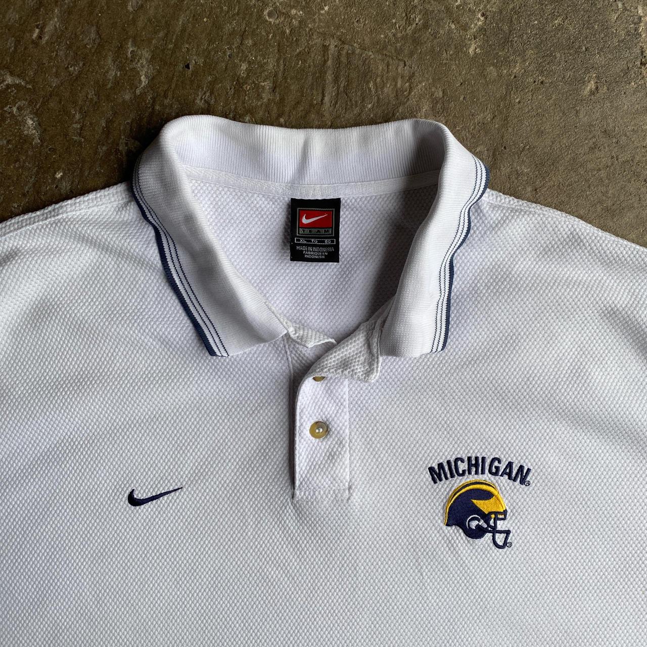 White Nike Michigan Wolverines Polo Shirt - XL