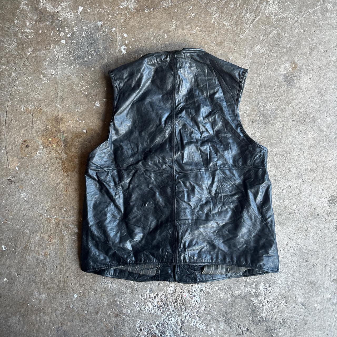 Black Faux Leather ‘Paolo Negrato’ Button Up Vest