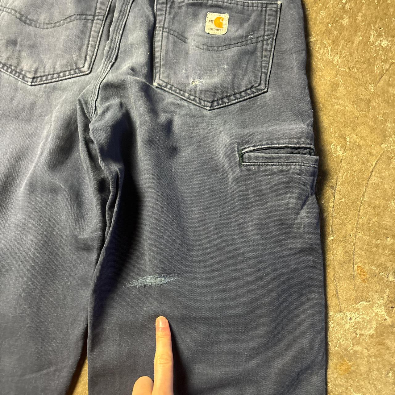 Navy Carhartt FR Cotton Carpenter Trousers - W31