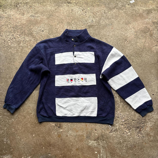 Navy and white Tenson Polartec vintage fleece with embroidered flag