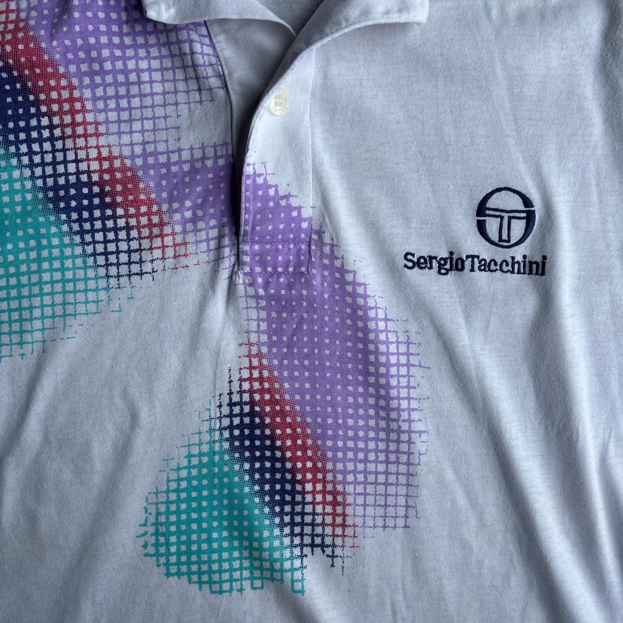 White Sergio Tacchini 80’s Pattern Polo Shirt