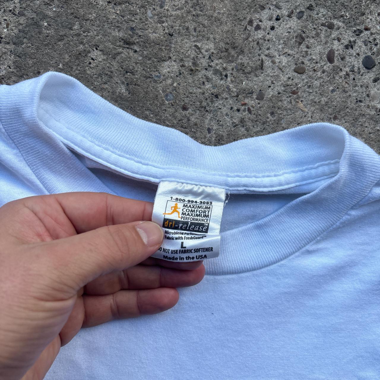 White single stitch t-shirt with Dri-Release graphic - L