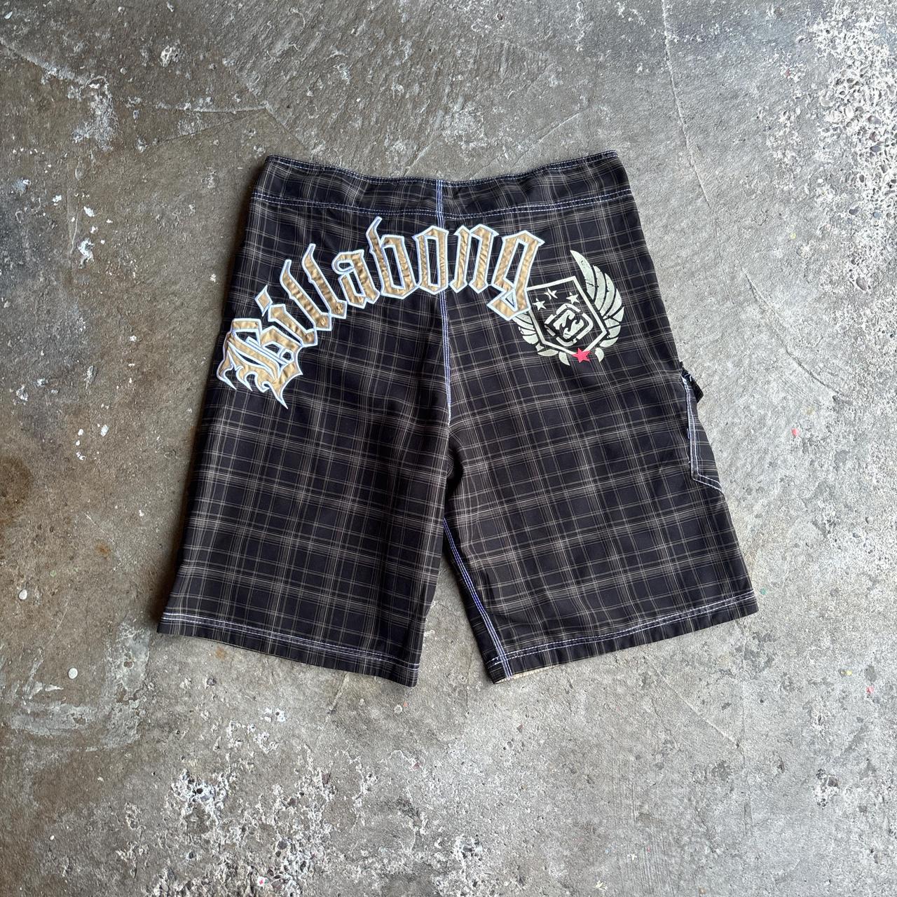 Brown Checkered Billabong Board Shorts