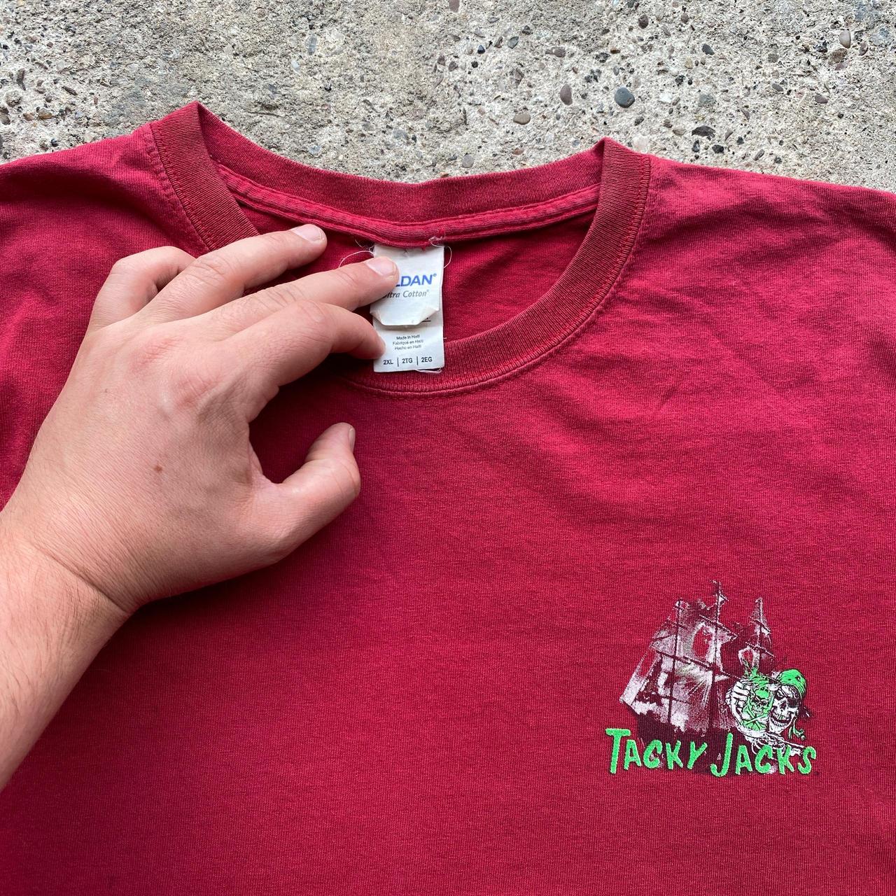Red vintage graphic tee with ‘Tacky Jacks’ print - XXL
