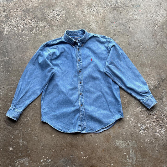 Vintage Ralph Lauren Sport blue denim shirt - Size 14