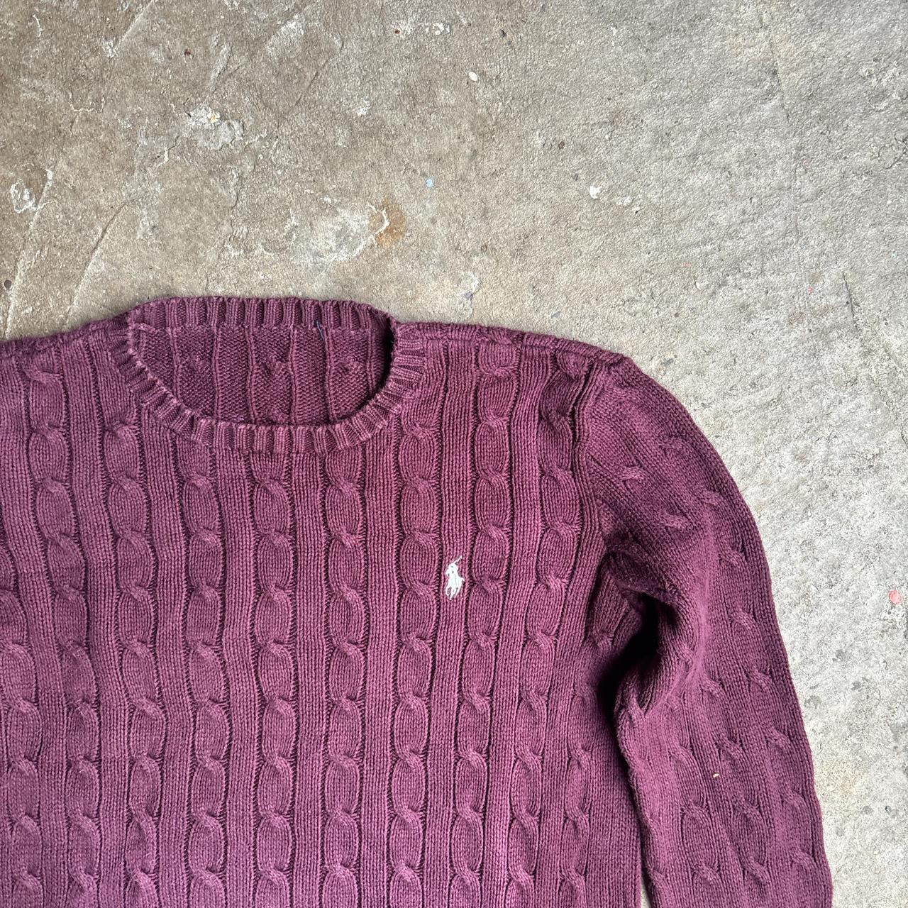 Burgundy Polo Ralph Lauren Cable Knit Sweater - L (women’s)