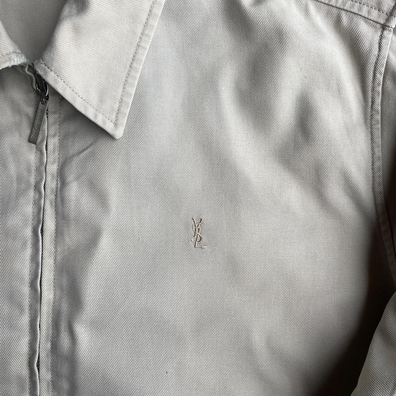 Cream Yves Saint Laurent (YSL) Zip Up Harrington Jacket - M