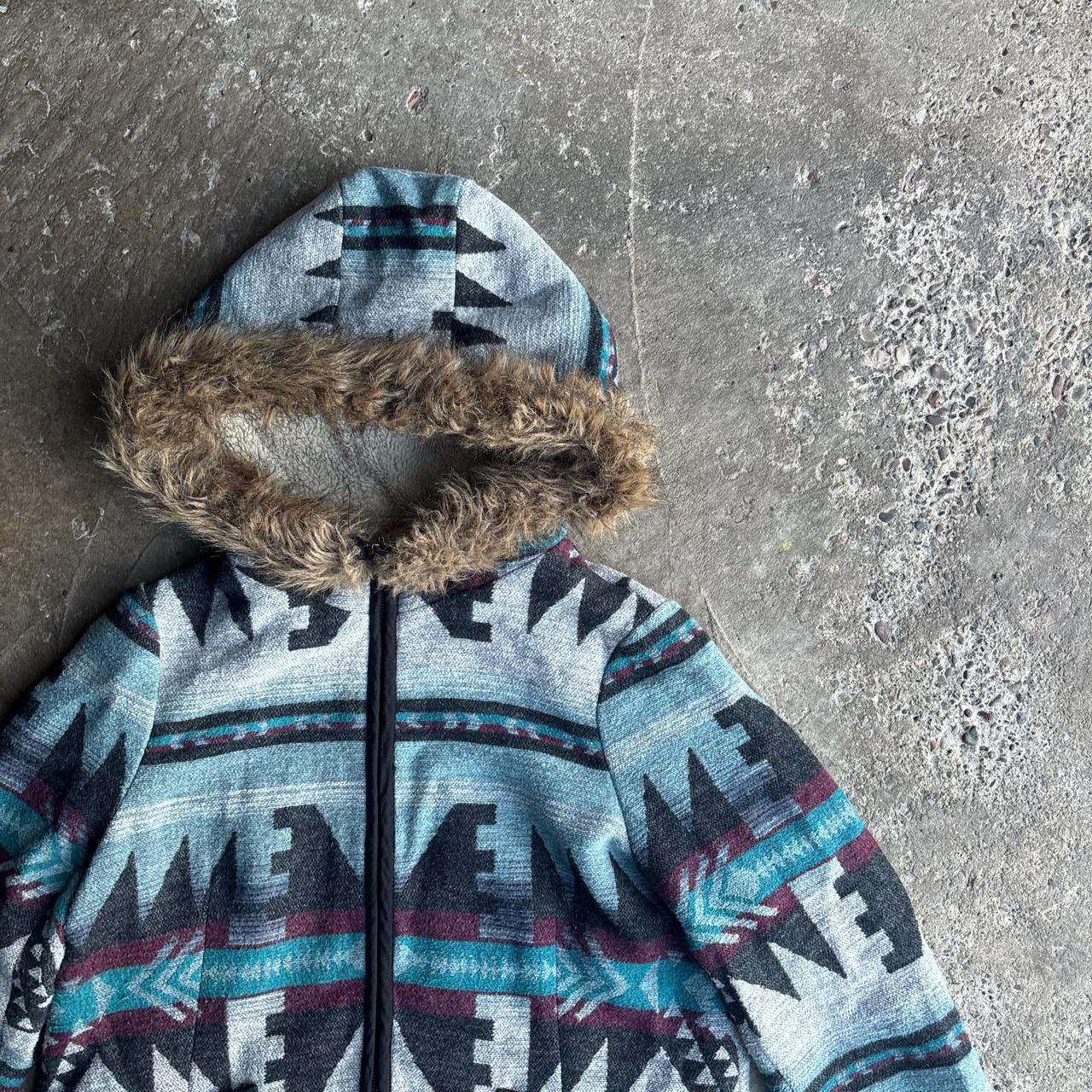 Multi-Coloured Aztec Print Hooded Jacked - 12 (women’s)