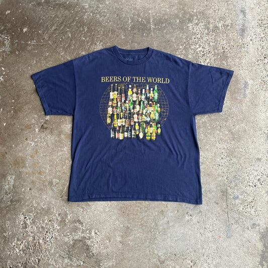 Navy Graphic ‘Beers of the World’ T-Shirt - XL