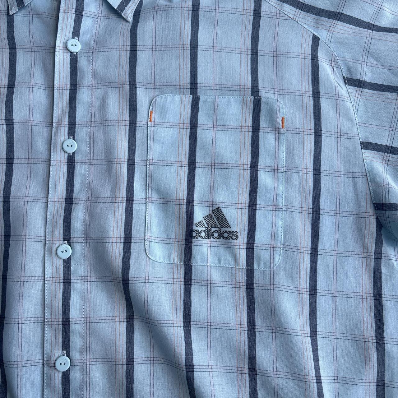 Blue Adidas Climalite Checkered Short Sleeve Shirt