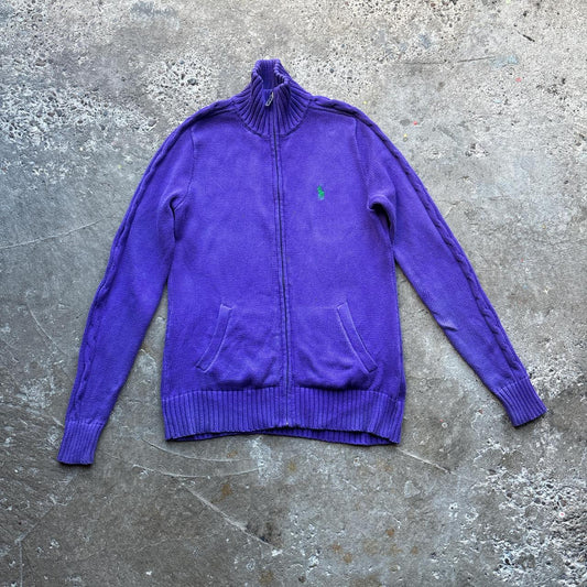 Vintage Purple Ralph Lauren Sport knitted zip-through sweater - M
