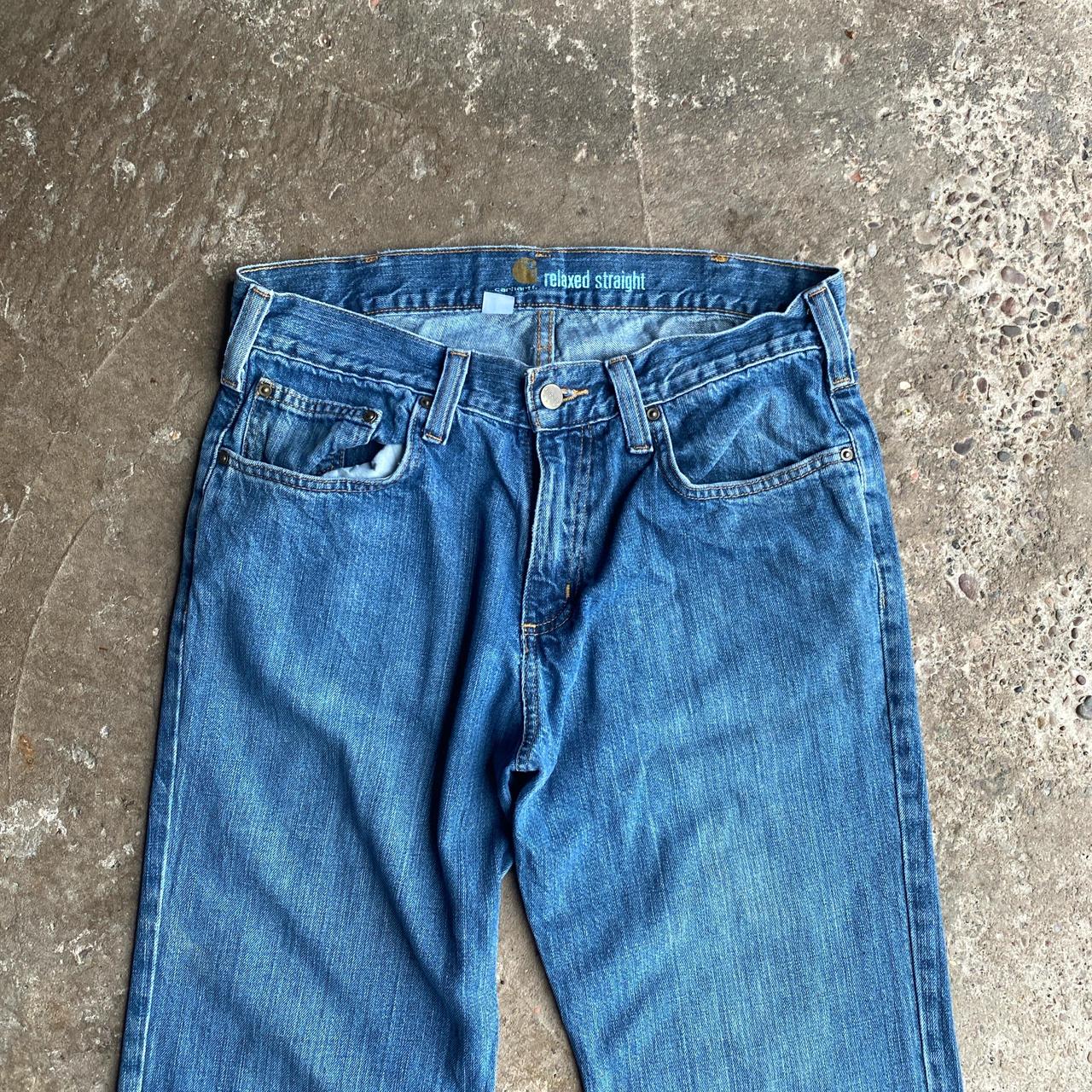 Blue Relaxed Straight Carhartt Denim Jeans- W32" (women’s)