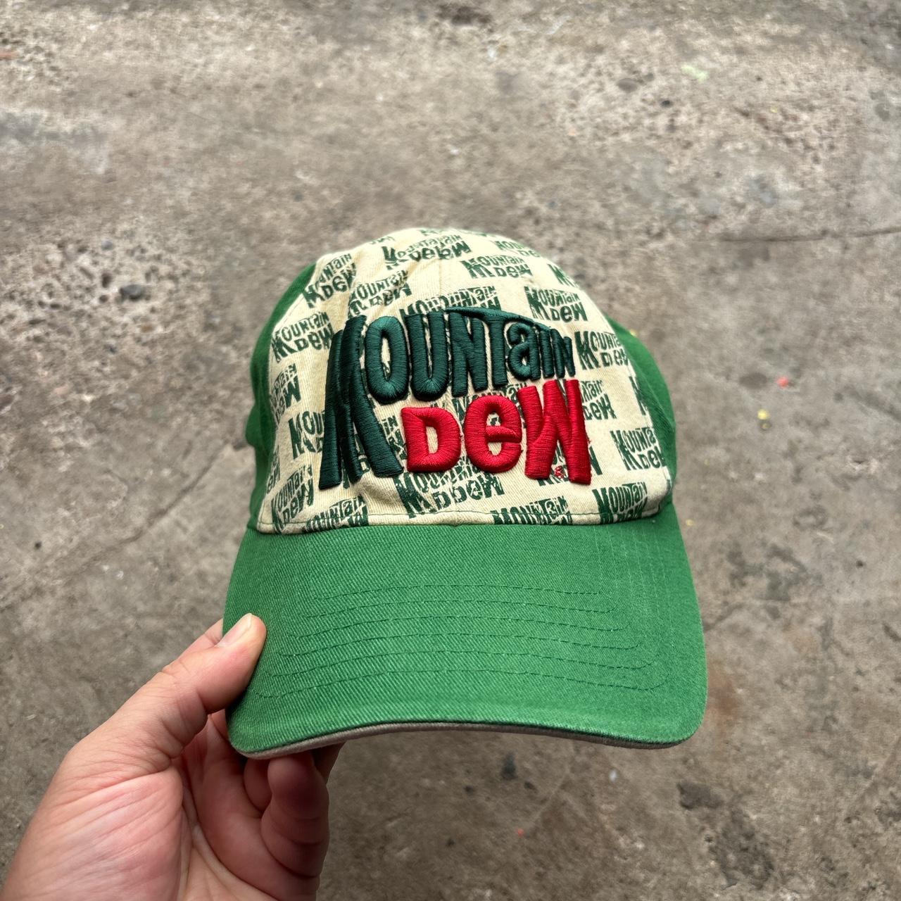 00s Green and cream Mountain Dew baseball cap