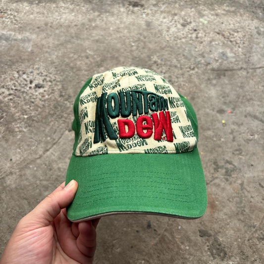 00s Green and cream Mountain Dew baseball cap