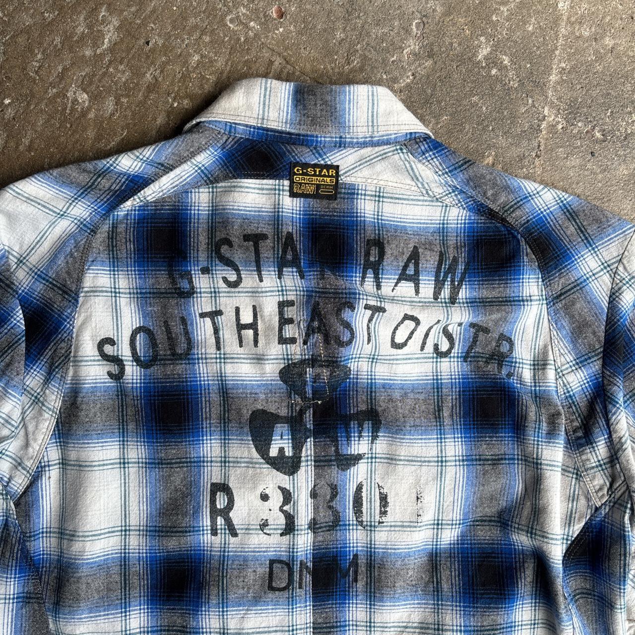 Blue Checkered G-STAR RAW Long Sleeve Shirt