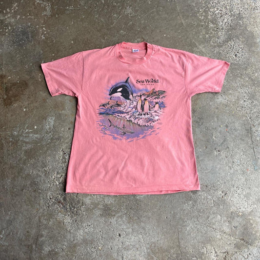Vintage Pink Sea World Graphic T-Shirt - XL