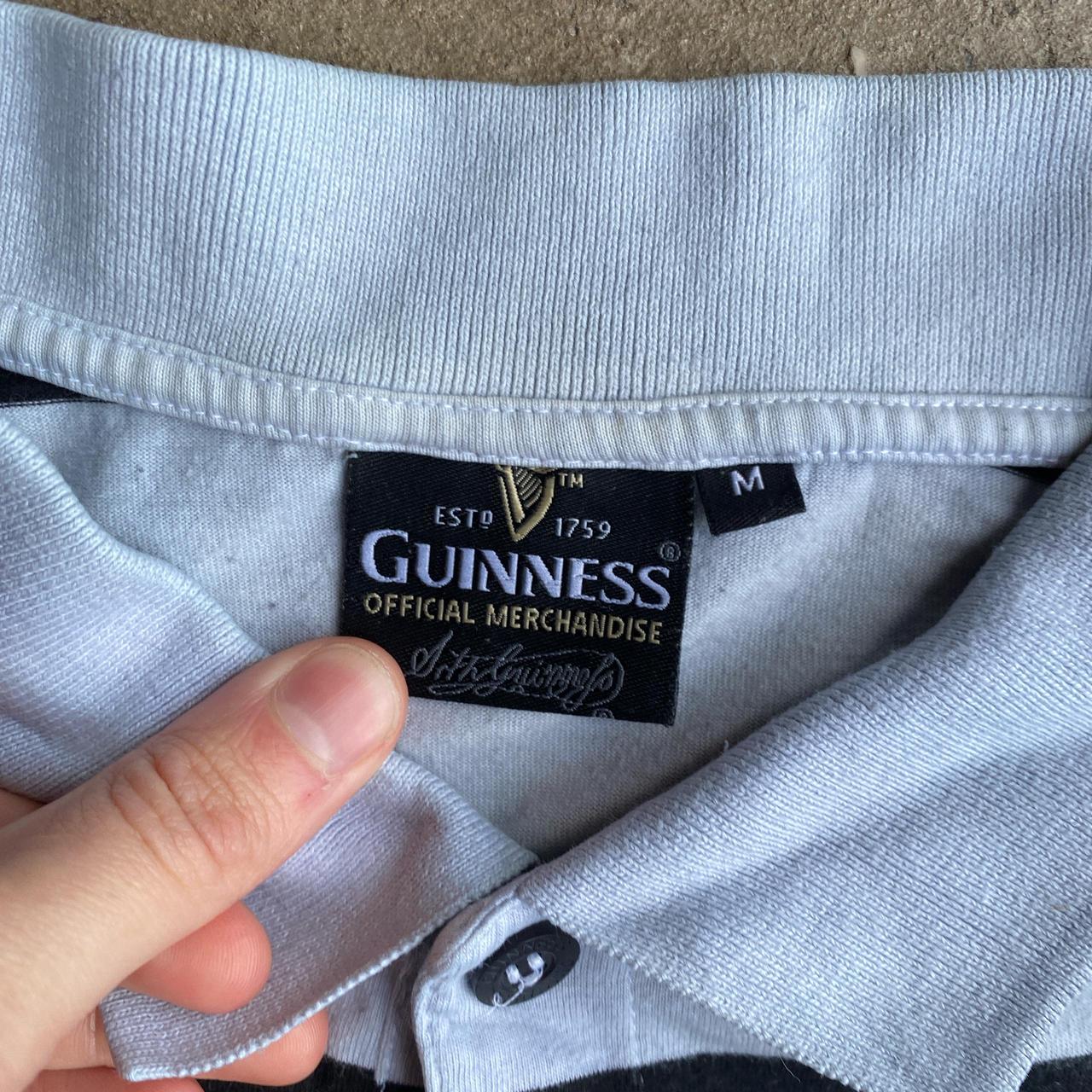 Black & Grey Striped Guinness Polo Shirt - M