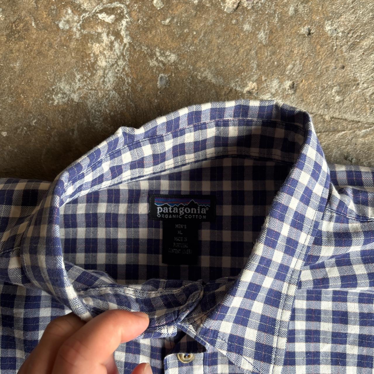 Purple and white chequered Patagonia shirt