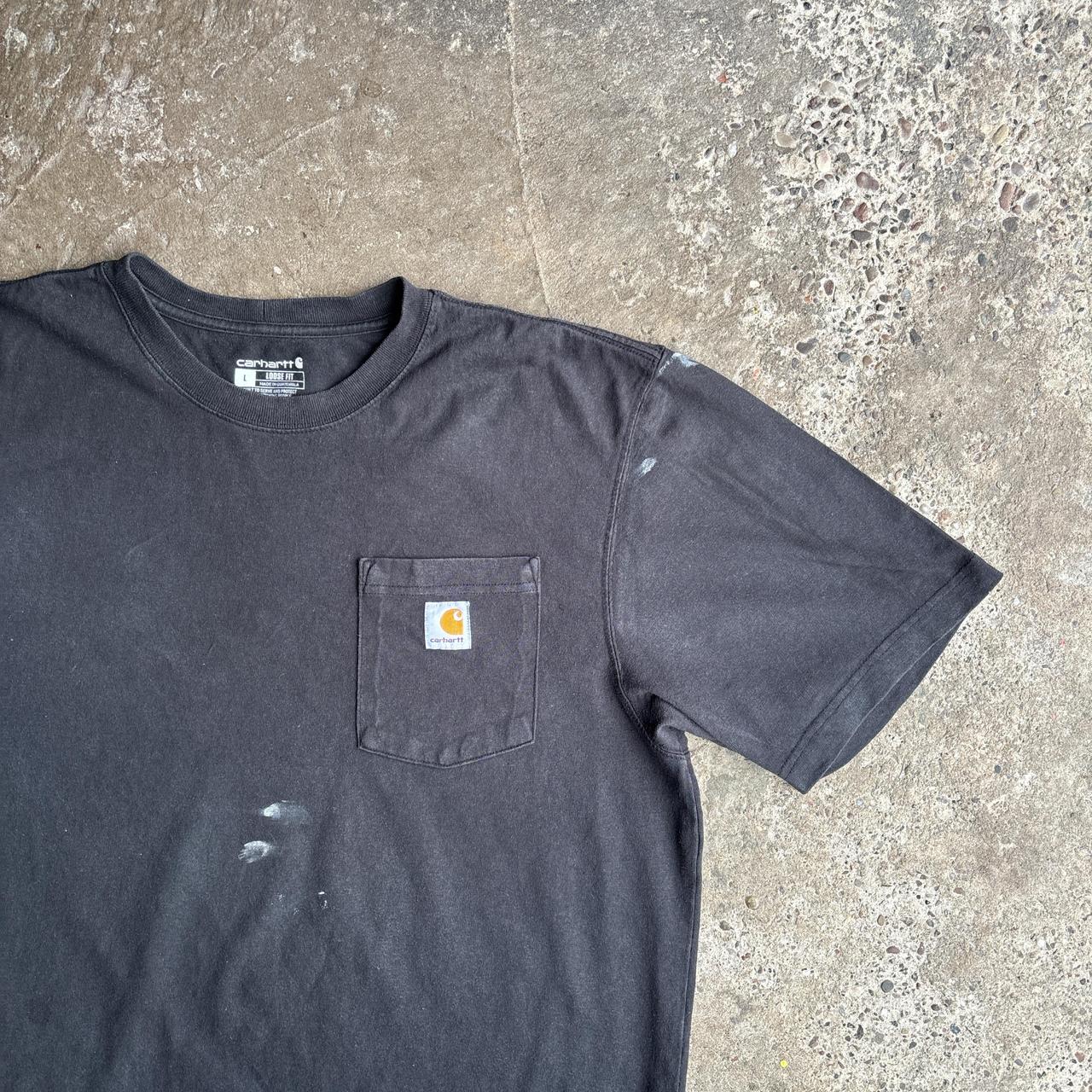 Black Paint Splattered Carhartt T-Shirt - L