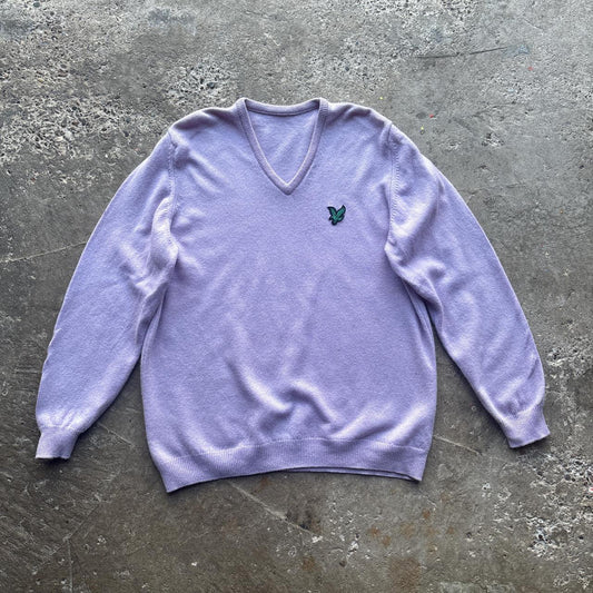 Vintage Lyle & Scott v-neck sweater in Lilac - L