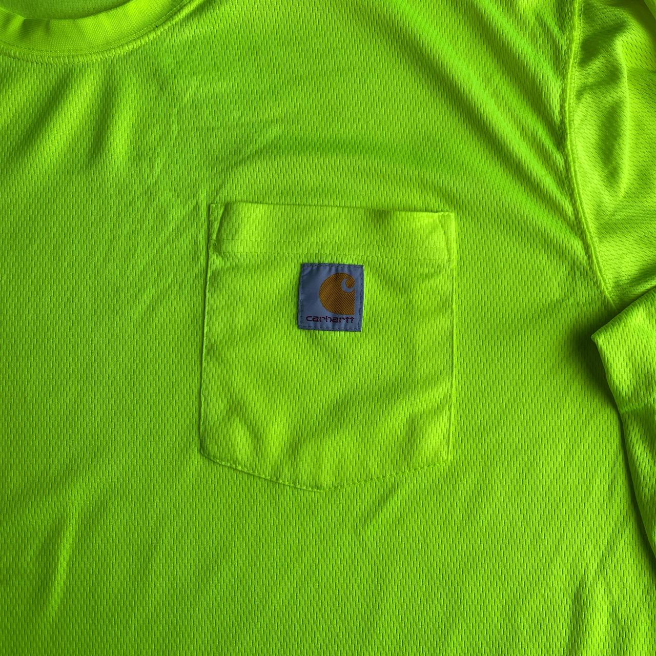 Luminous Yellow Carhartt Long-Sleeve Single Pocket T-Shirt - L