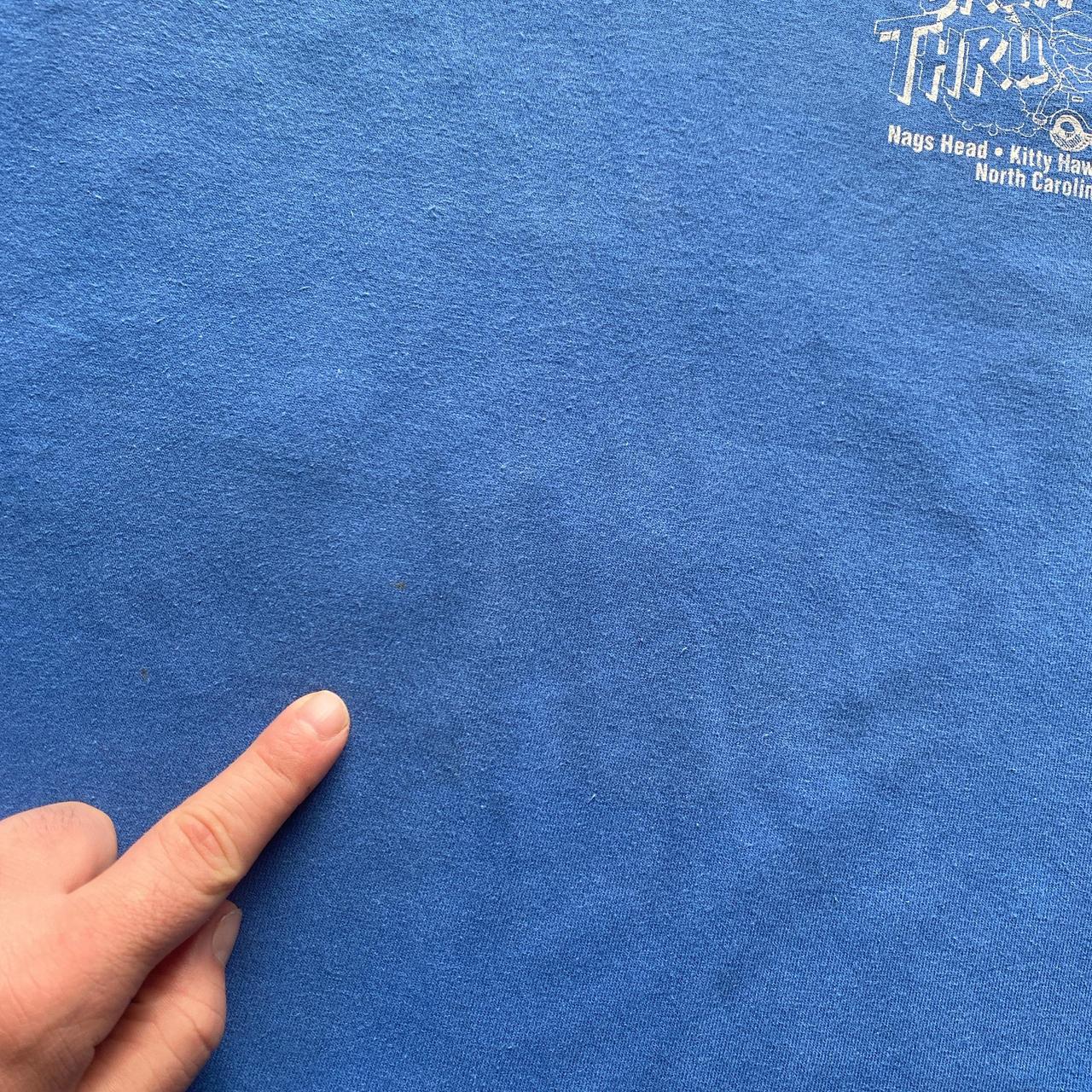 90s Blue graphic tee with ‘Brew Thru’ print - L