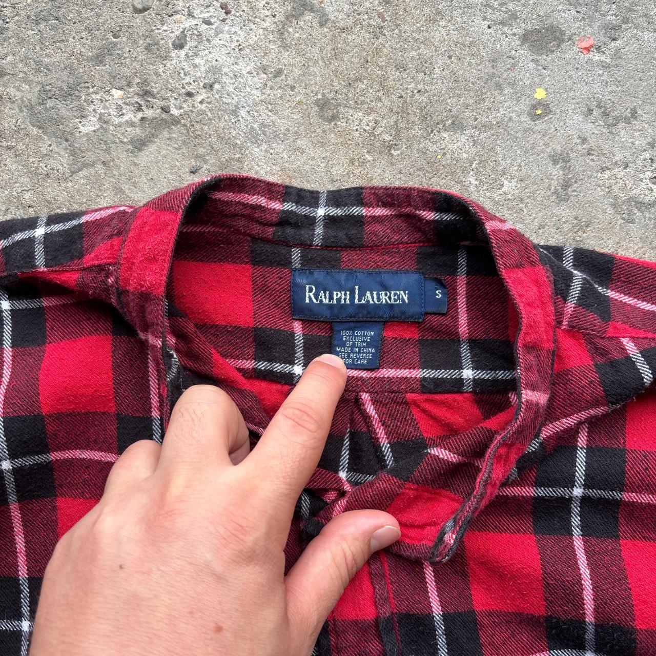 Red and black Ralph Lauren chequered shirt dress - S