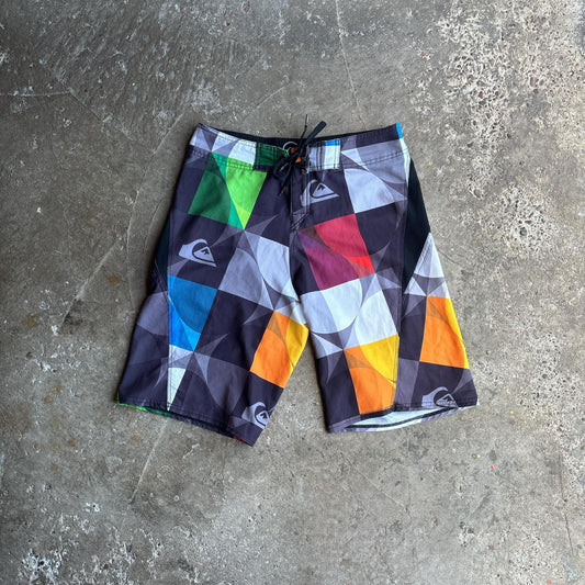 Multi-Coloured Quiksilver Checkered Design Board Shorts