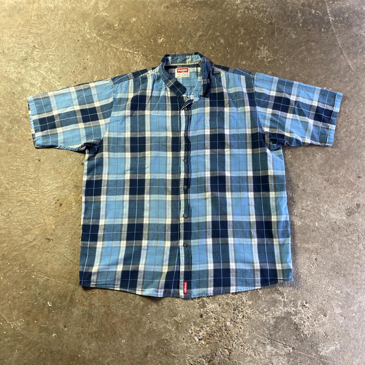 Blue & Navy Wrangler Plaid Short Sleeve Shirt - 2XL