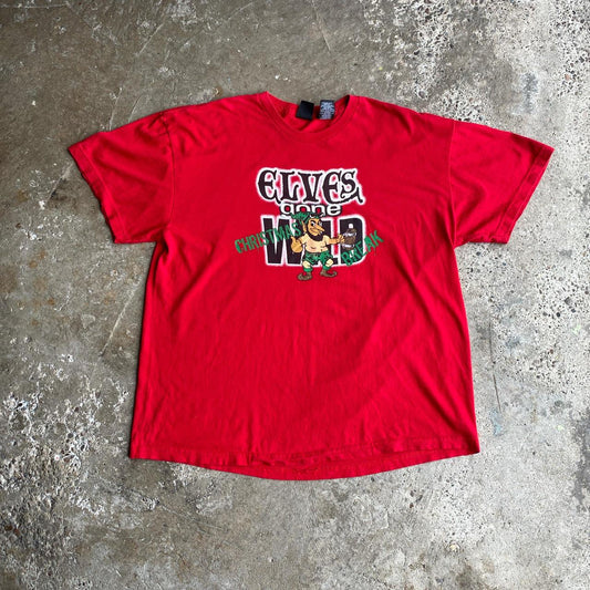 Red Graphic Elves Christmas T-Shirt - 2XL