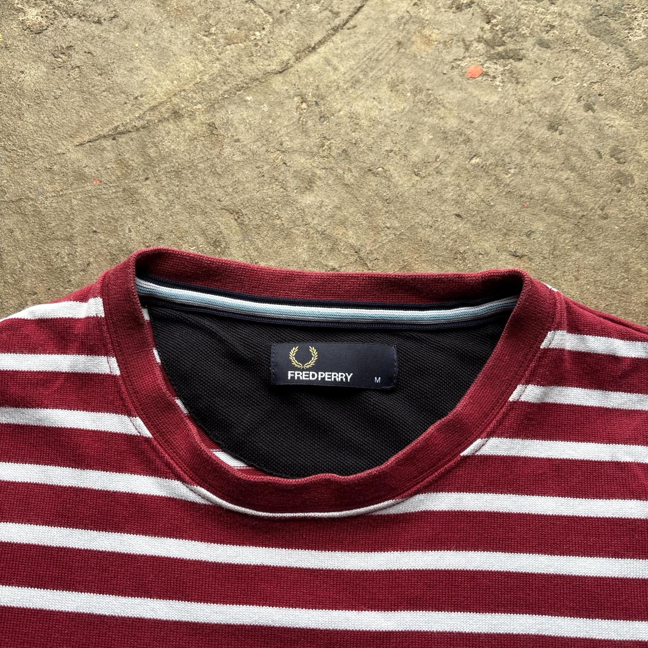 Burgundy and white Fred Perry sweatshirt - M