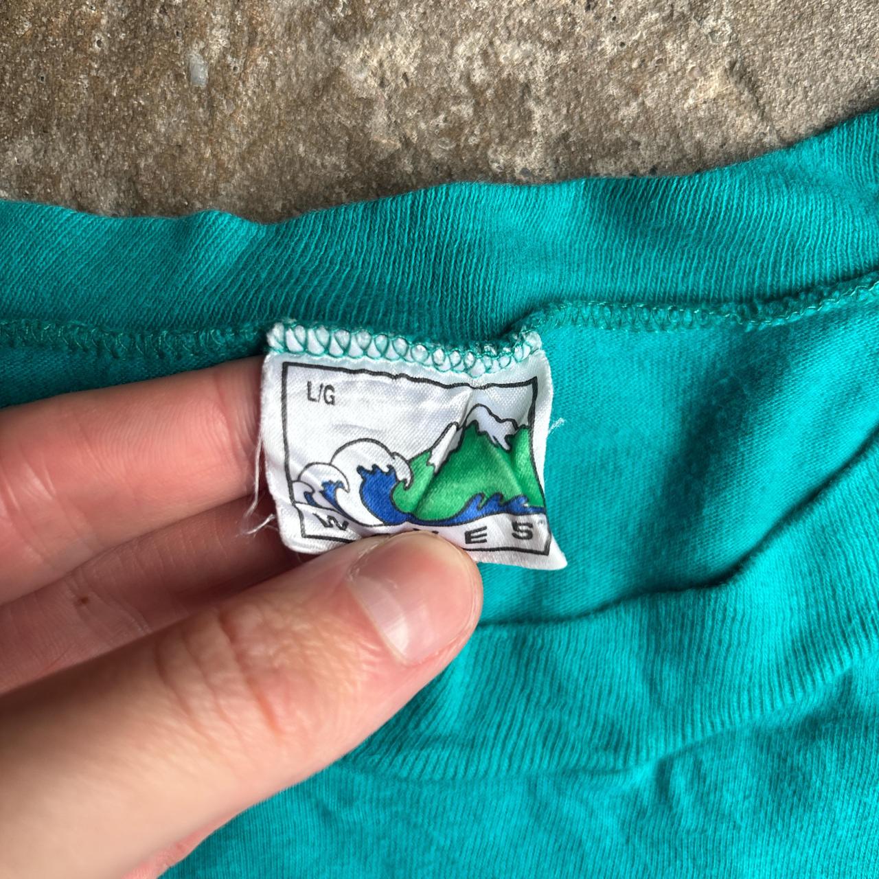 Vintage Teal Graphic America Football Single Stitch T-Shirt - L