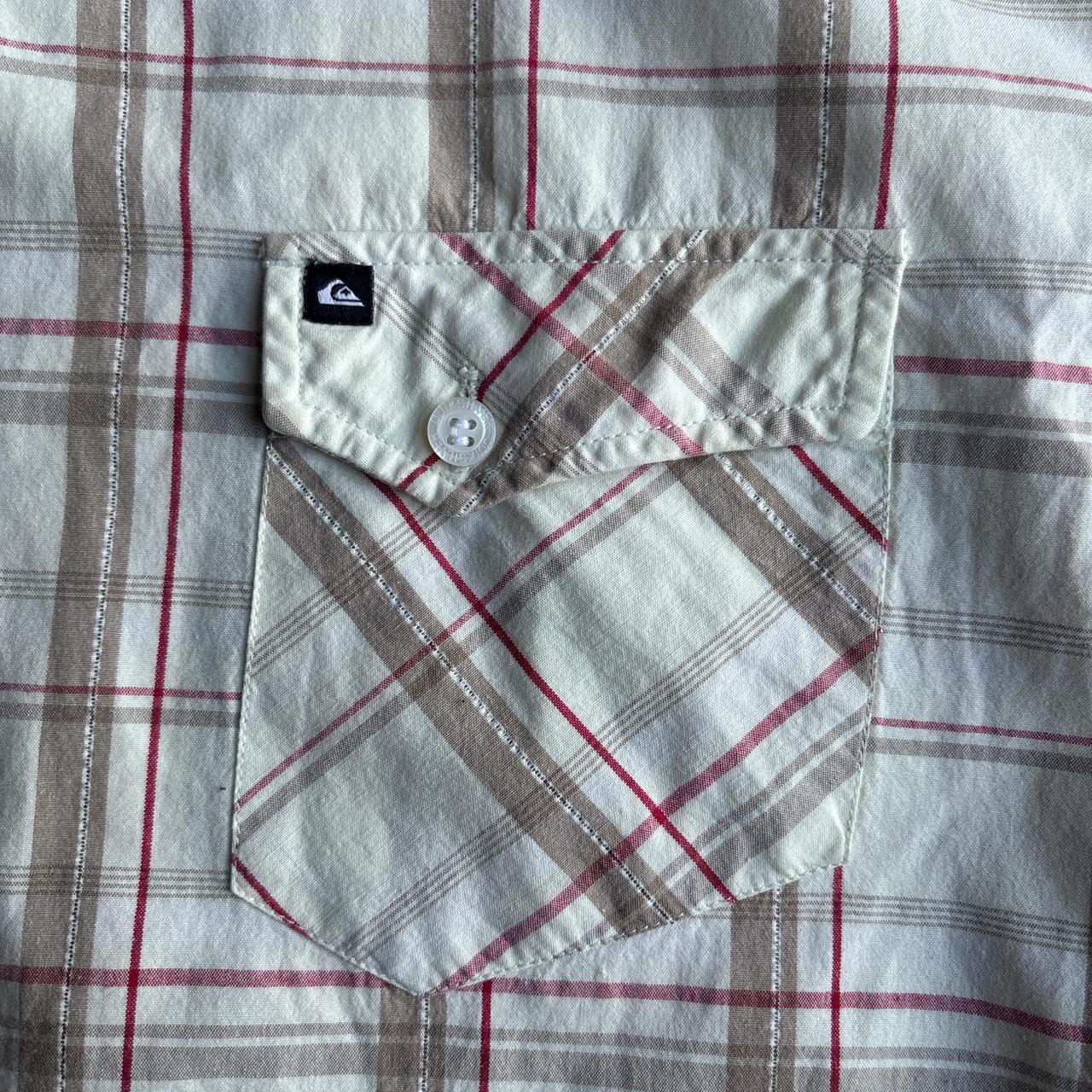 Checkered Cream Quiksilver Y2K Short Sleeve Shirt