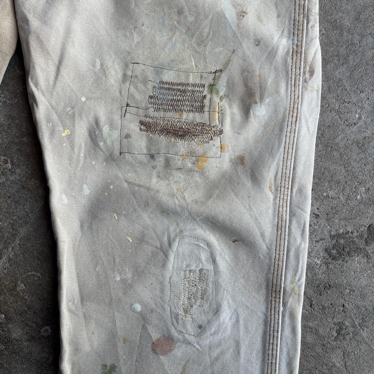 Cream Dickies Distressed Carpenter Pants
