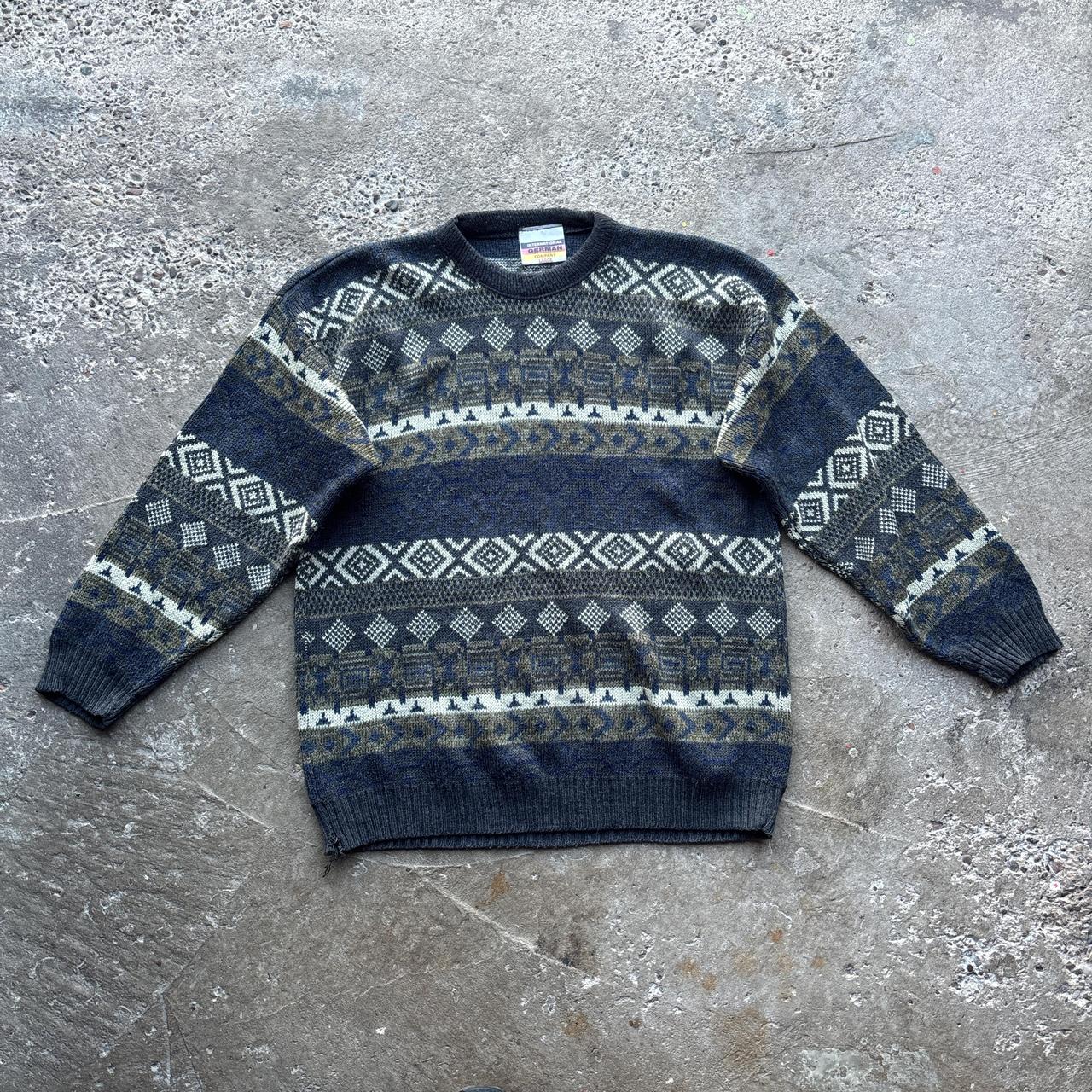 Navy and Green knitted sweatshirt - L