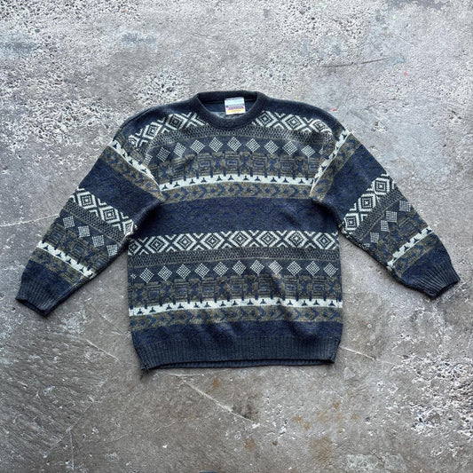 Navy and Green knitted sweatshirt - L