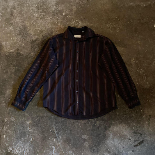 Black & Brown Stripe Yves Saint Laurent Long Sleeve Shirt - L