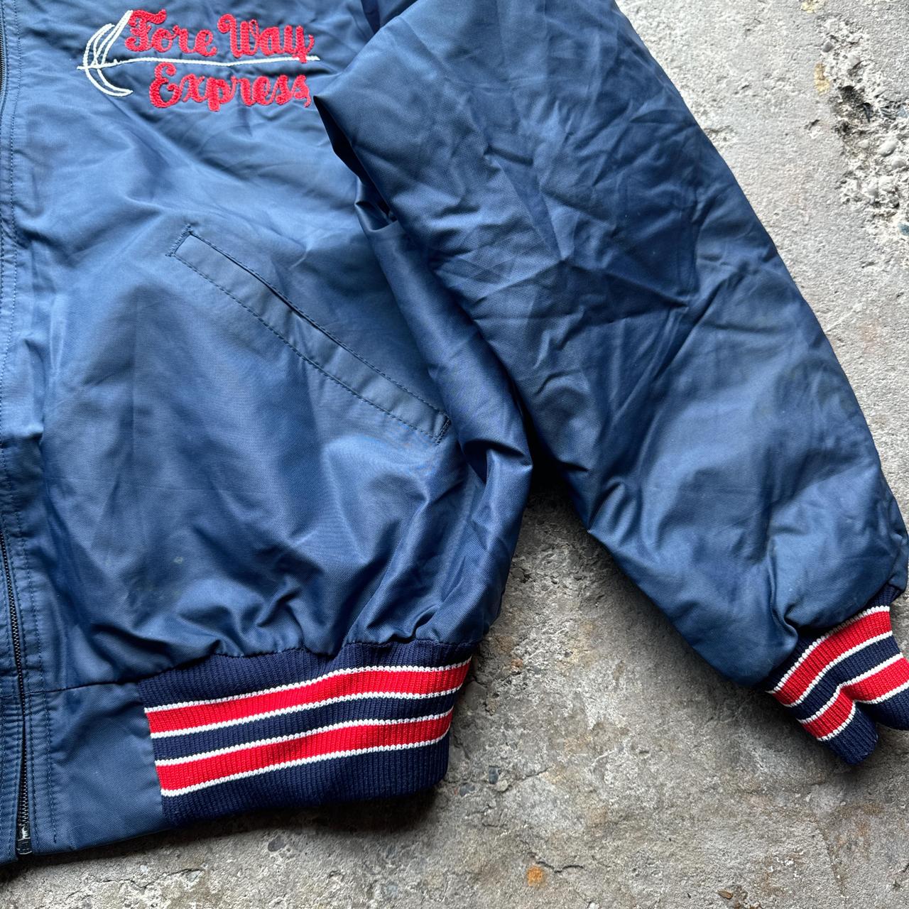 Navy blue vintage jacket with embroidered detailing