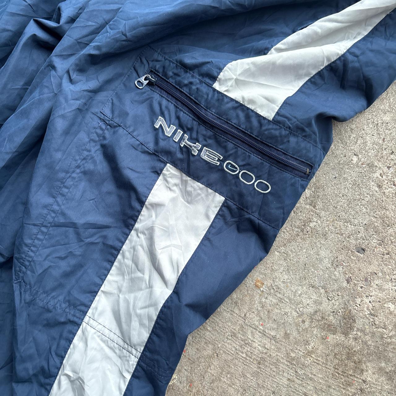 00s Navy and grey Nike track pants with embroidered logo