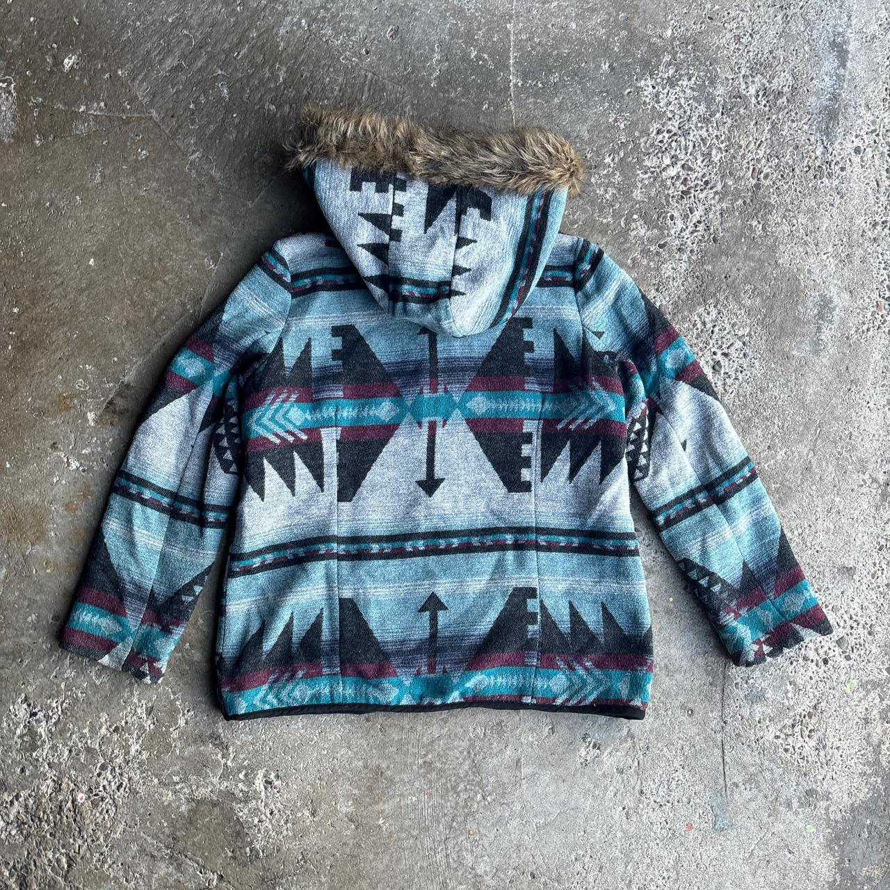 Multi-Coloured Aztec Print Hooded Jacked - 12 (women’s)