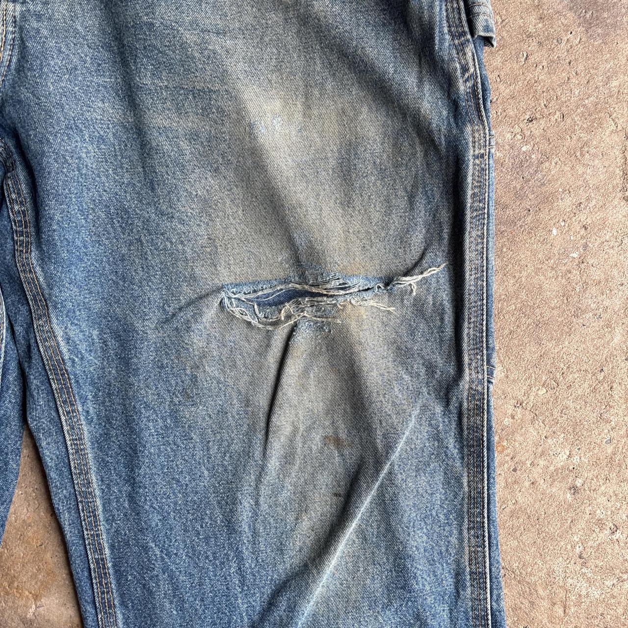 Washed Blue Denim Carhartt Ripped Jeans