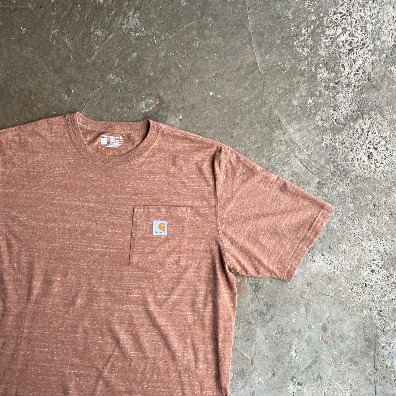 Textured Orange Carhartt Pocket T-Shirt - L