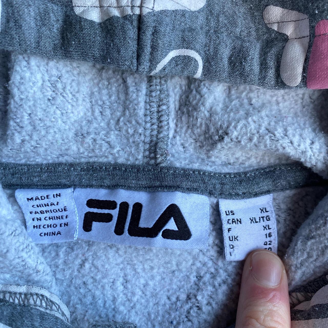 Grey & Pink Fila Graphic Print Full Zip Hoodie - XL (women’s)