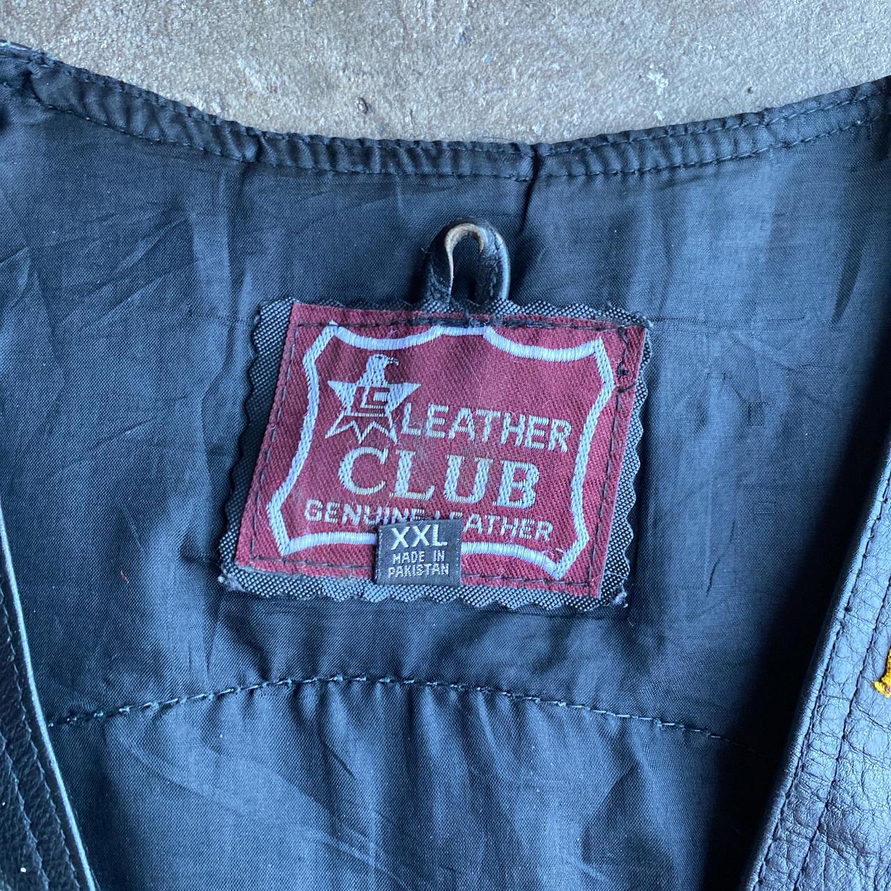 Black Leather Motorcycle Vest Jacket - 2XL