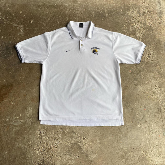 White Nike Michigan Wolverines Polo Shirt - XL