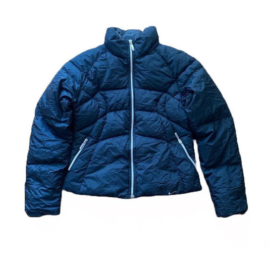 Women’s 00s black Nike puffer jacket with white embroidered logos