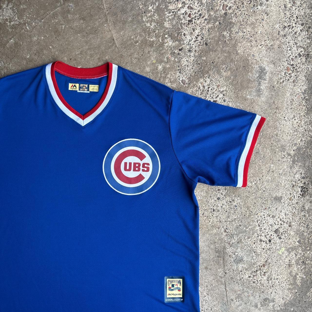 Vintage Majestic Cooperstown Chicago Cubs Blue & Red Baseball Jersey - 2XL